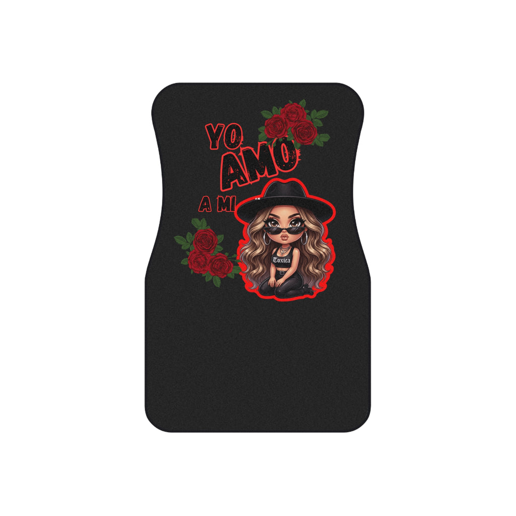 Car Mats - "Yo Amo a Mi Toxica" Floral Girl Custom 4-Piece Car Floor Mat Set