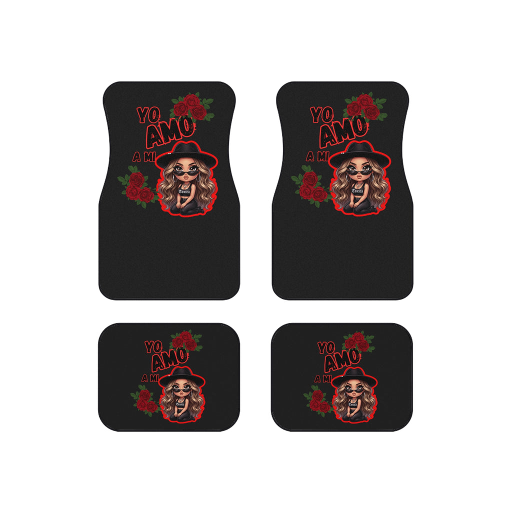 Car Mats - "Yo Amo a Mi Toxica" Floral Girl Custom 4-Piece Car Floor Mat Set